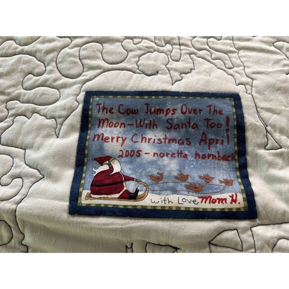 Handmade Cow Over the Moon & Santa Christmas Quilt Wall Hanging - Picture 6 of 8